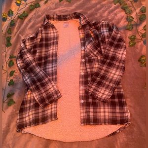 Black Plaid Flannel. Sherpa lined interior. Size XS